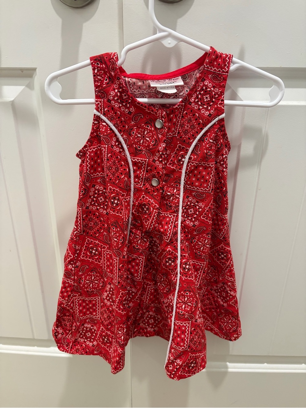 Walkup wear Girls' Red Bandana-Print Sleeveless Dress 2t